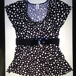 Polka dotted Black and White Top 1x